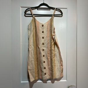 Rip Curl Striped Button-Front Midi Dress in Cream and Peach